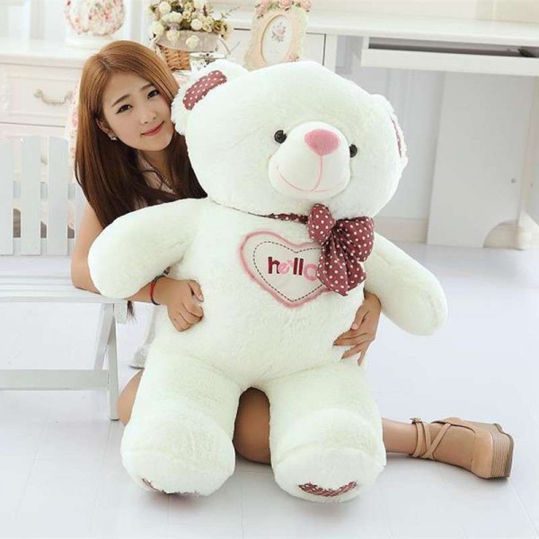 3.5 Feet Fat and Huge White Hello Teddy Bear